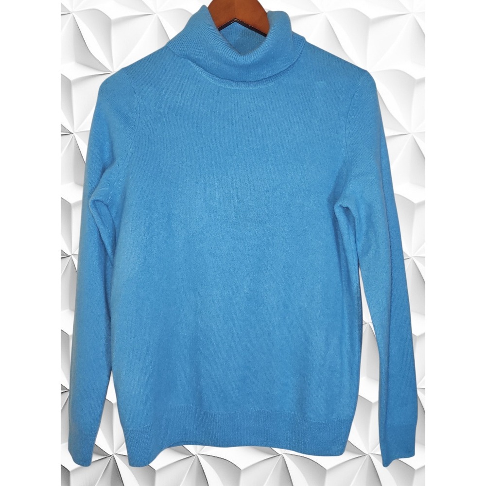 C By Bloomingdale's Cashmere Turtleneck Sweater Grotto Blue V9302 Medium